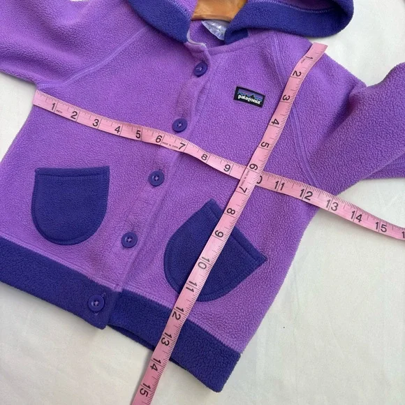 Patagonia Purple Fleece Elf Hood Jacket Elbow Patches Size 3T Baby Toddler - Picture 9 of 10
